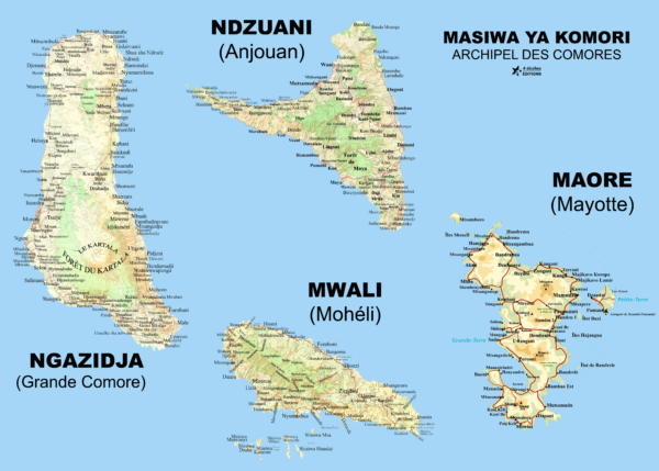 Carte de l'archipel des Comores